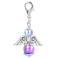 Detailed view of silver guardian angel wing pendant with colorful beads and lobster clasp - Multicolor (22553-10)