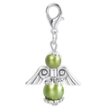 Detail of angel wing pendant with green pearls and vintage lobster clasp for gifts - Green (22553-11)