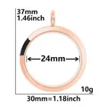 Rose gold round stainless steel glass locket with size dimensions and measurements - Smooth 30 (Rose Gold)