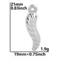 Detail showing 21mm chili pepper pendant dimensions and weight in silver finish - Silver Pendant Only (Without Chain)