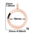 Rose gold stainless steel round locket pendant with dimensions and weight specs - Smooth 25 (Rose Gold)