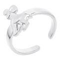 Detailed view of adjustable silver zodiac ring featuring a 3D ram head carving - Aries-Silver (J154-Aries-Silver)