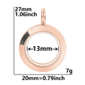 Rose gold round glass locket pendant in stainless steel with 20mm outer diameter size - Smooth 20 (Rose Gold)