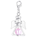 Detail of silver angel wing pendant with pink pearl bead and lobster clasp gift - Light Pink