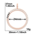 Rose gold round glass locket pendant with zircon circle and size measurements - Zirconia 30 (Rose Gold)
