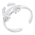 Macro detail of silver adjustable stainless steel ring with a small crab design - Cancer-Silver (J157-Cancer-Silver)