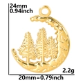 Detailed size chart showing golden moon and pine tree pendant, 24mm by 20mm dimensions - Gold Color Pendant Only (Without Chain)
