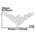 Detailweergave van de afmetingen van de zilveren holle bloemenhanger met drie ringen - Hanger / Staalkleur
