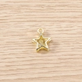 Macro detail of star shaped golden pendant with yellow crystal on wooden background - 5 Pieces / Gold Yellow