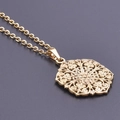 Gepolijste gouden roestvrijstalen ketting met ronde mandala bloemhanger en O-ketting - Goudkleur Hanger met Ketting