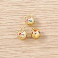 Three gold sphere charms with colorful rhinestones for jewelry making on wood base - Colorful Rhinestone Sphere Pendant Only (Without Chain) / 5 Pieces / Gold