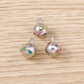 Three round silver pendants with colorful rhinestones for DIY necklaces and bracelets - Colorful Rhinestone Sphere Pendant Only (Without Chain) / 5 Pieces / Silver