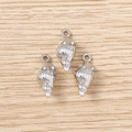 Tres colgantes de metal con forma de concha y diamantes para hacer joyas brico - Plateado