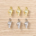 Set de 6 colgantes de concha minimalistas en oro y plata con detalles de piedras blancas - Multicolor