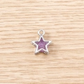 Star-shaped jewelry pendant with silver metal frame and glittering purple finish - 5 Pieces / Silver Purple