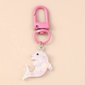 Detail eines rosa Delphin-Schlüsselanhängers mit Pailletten und silbernem Karabiner - Rosa Großer Delfin