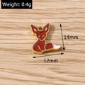 Detail of fox pendant charms in red enamel and gold metal for DIY jewelry making - 10 Pieces Pack / Fox
