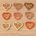 Set of 9 colorful heart enamel pendants with love engraving for DIY jewelry making - Heart Style / 10 Pieces Pack / Multicolor