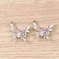 Pendentifs papillon en émail avec perles et strass pour la création de bijoux DIY - Style Fleur et Papillon / 5 Pièces / Rose Argent