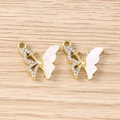 Détail de pendentifs papillons dorés avec strass pour création de bijoux DIY - Style Papillon en Strass / 5 Pièces / Or Blanc