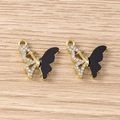 Détail de breloques papillons exquises avec émail noir et strass étincelants pour bijoux - Style Papillon en Strass / 5 Pièces / Noir Doré