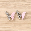 Détail d'un pendentif papillon rose avec strass et métal argenté pour bijoux DIY créatifs - Style Papillon en Strass / 5 Pièces / Rose Argent
