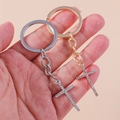 Sparkling rhinestone cross keychain in gold and silver finish for handbags - Gold And Silver Full Rhinestone Cross