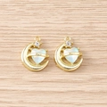 Pendentif lune dorée et cœur opale vert clair avec détails cristal pour bijoux DIY - 5 Pièces / Or Bleu Cœur Lune