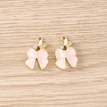 Détail de pendentifs nœuds roses avec papillon doré et accents en strass - Style Double Papillon / 5 Pièces / Or Rose