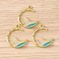 Détail de pendentifs queue de poisson colorés avec émail dégradé pour bijoux DIY - 5 Pièces / Or Queue de Sirène