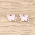Détail de pendentifs papillon roses avec cadres argentés et anneaux de suspension DIY - Style Papillon Multi-Étoiles / 5 Pièces / Rose Argent