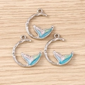 Trois pendentifs queue de baleine avec émail coloré pour création de bijoux - 5 Pièces / Queue de Poisson Lune Argenté