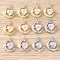 Pendentifs baroques en forme de lune et cœur avec finitions dorées et pierres d'opale - 5 Pièces / Couleurs Mixtes Cœur Lune