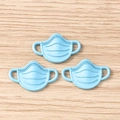 Set of 10 light blue mask-shaped resin charms for DIY jewelry making earrings and necklaces - 10 Pieces Pack / Blue Mask