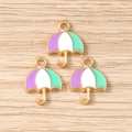 Dettaglio di ciondoli a forma di ombrello colorati per creazione di gioielli fai-da-te - Confezione da 10 / Viola Verde