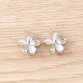 Détail de pendentifs fleurs argentés avec strass en forme de poire pour bijoux DIY - Rose Argent