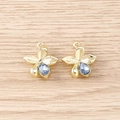 Golden flower pendant with light blue rhinestone for jewelry making projects - Gold Blue