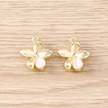 Pendentifs fleurs en strass rose avec placage doré et anneaux pour la création de bijoux - Or Rose