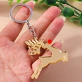 Christmas reindeer keychain in golden acrylic mirror finish with a red nose detail - Mirror Gold Reindeer
