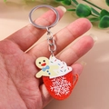 Christmas gingerbread man keychain with red glitter coffee cup and silver ring - Gingerbread Man Hot Cocoa
