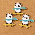 Cartoon panda on skateboard alloy enamel pendant charms for DIY jewelry making - 10 Pieces Pack / Scarf Skateboard Panda
