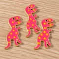 Pink enamel dinosaur charms with yellow dots for DIY jewelry making, 3 pieces pack - 10 Pieces Pack / Pink Dinosaur