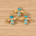 Three gold-plated bee jewelry pendants with light blue enamel and sparkling crystals - 10 Pieces Pack / Blue Bee
