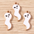 Flat lay macro of three cute cartoon ghost charms for Halloween jewelry making - 10 Pieces Pack / Large White Ghost