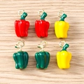 DIY colorful bell pepper pendants in red, yellow, and green for necklaces and jewelry - 5 Pieces / Multicolor