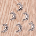Vintage Mondgesicht-Anhänger in Silber mit Blattdekor für Schmuckherstellung, 10er Pack - Blatt Mond