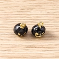 Paar schwarz-goldene Halloween-Kürbis-Anhänger für Schmuck auf Holzgrundlage - 5 Stück / Gold Schwarz Kürbis