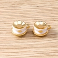 Macro detail of miniature cream and gold coffee cup charms for DIY jewelry making - 5 Pieces / Coffee Cup - White