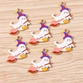 Flat lay of cute cartoon ghost charms with witch hats and pumpkins for DIY jewelry making - 10 Pieces Pack / Ghost with Broom