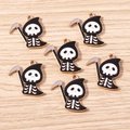 Detailed view of six cartoon grim reaper pendants with golden edges and scythe for DIY jewelry - 10 Pieces Pack / Grim Reaper